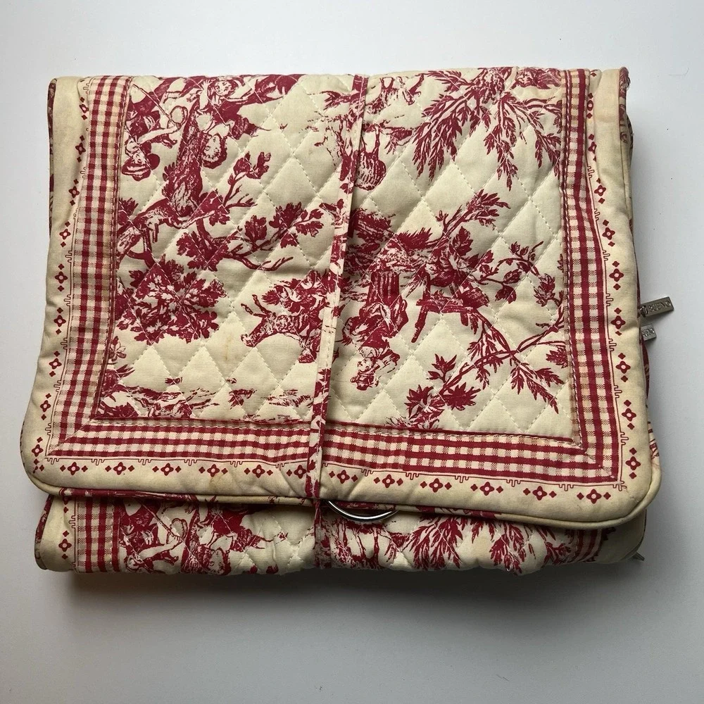 Bueno Women's Red/Cream Toile Toiletry Travel Bag STAINS/SOILING